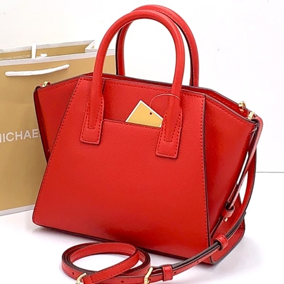 Michael Kors Avril Small Leather Top-Zip Satchel Color Flame - Picture 3 of 16